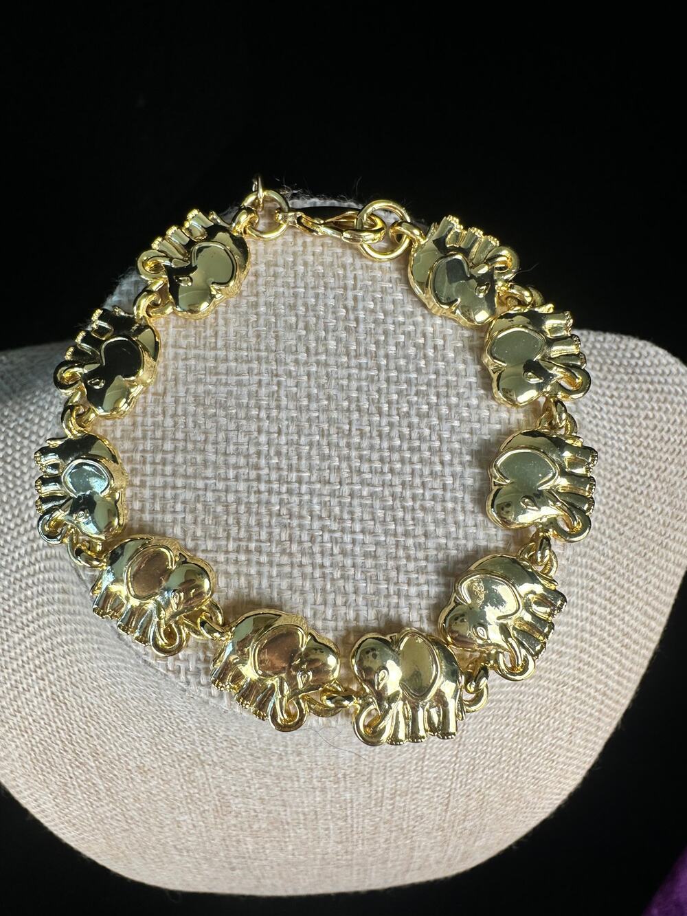 Lilly Pulitzer Gold Tone Elephant Link Bracelet Signed Designer Jewelry